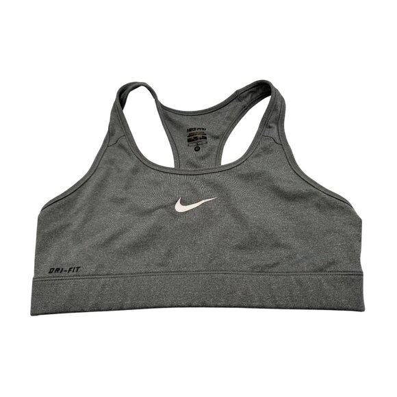Nike Pro Racerback Sports Bra Heather Gray Dri-Fit Wireless Womens Size Medium M - Picture 1 of 3